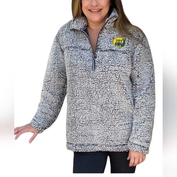 BAYLOR BEARS WOMENS GREY SHERPA 1/4 ZIP PULLOVER SIZE MEDIUM - Picture 1 of 11